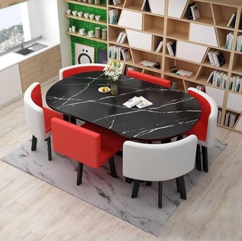 Modernes 7-teiliges rundes Esstisch-Set mit 6 Stühlen – ideal für kleine Bürokonferenzräume, Küche, Lounge & Wohnzimmer – stilvolle Möbel für Meetings & Essen Modernes 7-teiliges rundes Esstisch-Set mit 6 Stühlen – ideal für kleine Bürokonferenzräume, Küche, Lounge & Wohnzimmer – stilvolle Möbel für Meetings & Essen von Generisch