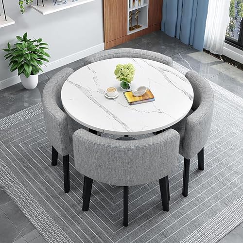 Modernes Esstisch-Set für 4 Personen mit Stühlen, runder Konferenzraumtisch, kleiner Küchentisch, Kreis, Esstisch, 90 x 90 x 75 cm Modernes Esstisch-Set für 4 Personen mit Stühlen, runder Konferenzraumtisch, kleiner Küchentisch, Kreis, Esstisch, 90 x 90 x 75 cm von Generisch