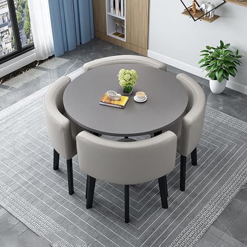 Modernes graues Esstisch-Set mit 4 Stühlen, runder Tisch, ideal für Küche, Esszimmer und Büro, Konferenzraum Modernes graues Esstisch-Set mit 4 Stühlen, runder Tisch, ideal für Küche, Esszimmer und Büro, Konferenzraum von Generisch