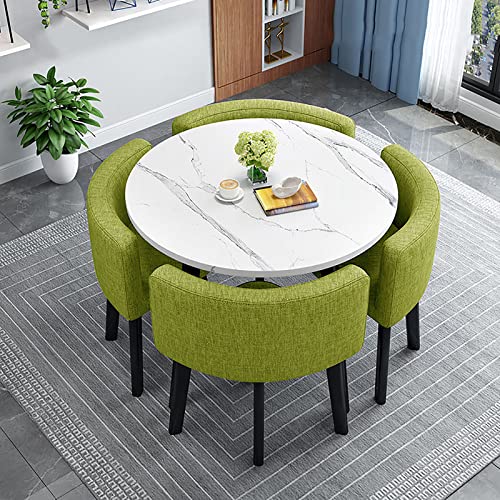 Modernes rundes Esstisch-Set für 4 platzsparende Küchentische und Stühle, 90 x 90 x 75 cm, stilvolle Stoffstühle, ideal für Heimbüro und Empfangsbereich Modernes rundes Esstisch-Set für 4 platzsparende Küchentische und Stühle, 90 x 90 x 75 cm, stilvolle Stoffstühle, ideal für Heimbüro und Empfangsbereich von Generisch