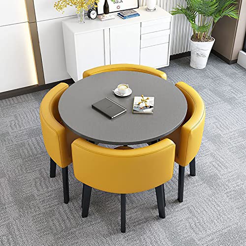Modernes rundes Küchentisch-Set, platzsparender Esstisch mit 4 Stoffstühlen, ideal für Zuhause, Büro, kompaktes Design, 90 x 90 x 75 cm, Empfangsspar-Set Modernes rundes Küchentisch-Set, platzsparender Esstisch mit 4 Stoffstühlen, ideal für Zuhause, Büro, kompaktes Design, 90 x 90 x 75 cm, Empfangsspar-Set von Generisch