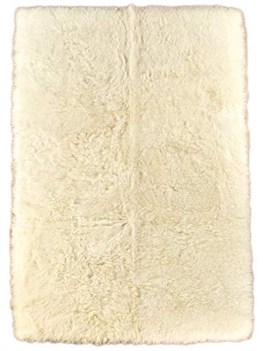 generisch Öko Lammfell Teppich Creme Weiss Natur ca. 190 x 120 cm Schaffell Teppich von KUHFELLE online von generisch