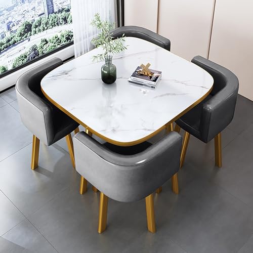Runde Marmor Esstisch Set für 4 mit Stühlen Büro Empfang Schreibtisch und Stuhl Set Geeignet für Lounge Wohnzimmer Runde Marmor Esstisch Set für 4 mit Stühlen Büro Empfang Schreibtisch und Stuhl Set Geeignet für Lounge Wohnzimmer von Generisch