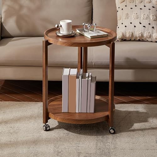 Runder Beistelltisch mit Rollen, bewegliches Tablett, Couchtisch, vielseitiger Sofawagen für Wohnzimmer, kompakte Möbel, leicht zu bewegen, stilvolles Design, perfekt für kleine Räume Runder Beistelltisch mit Rollen, bewegliches Tablett, Couchtisch, vielseitiger Sofawagen für Wohnzimmer, kompakte Möbel, leicht zu bewegen, stilvolles Design, perfekt für kleine Räume von Generisch