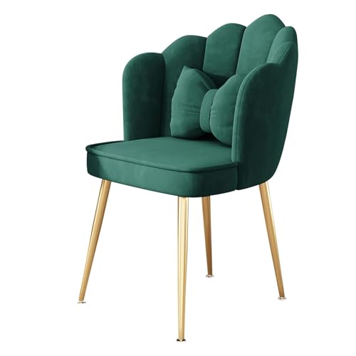 Samt-Esszimmerstühle mit goldfarbenen Metallbeinen – gepolsterter Küchenstuhl, Sessel, Freizeit-Beistellstühle für Wohnzimmer, Schlafzimmer (Farbe: Grün) von Generisch
