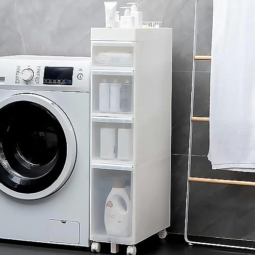 Schlanker Badezimmer-Aufbewahrung, unabhängiger Toilettenpapierhalter, 2/3/4 Schubladen, transparente Einheit auf Rollen, platzsparende Duschablage für effiziente Badezimmer-Aufbewahrung Schlanker Badezimmer-Aufbewahrung, unabhängiger Toilettenpapierhalter, 2/3/4 Schubladen, transparente Einheit auf Rollen, platzsparende Duschablage für effiziente Badezimmer-Aufbewahrung von Generisch