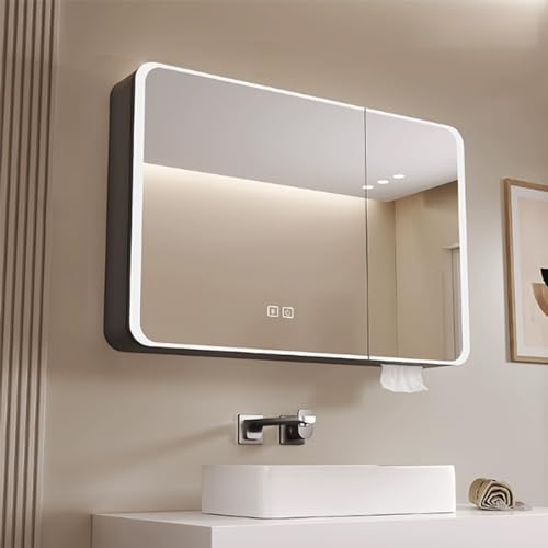 Smart LED-Badezimmer-Spiegelschrank, Wandmontage, Anti-Beschlag-Aluminium mit HD-Reflexion, Touch-Schalter, Aufbewahrung und Papierentnahme, moderner Medizinschrank für nized Spaces Smart LED-Badezimmer-Spiegelschrank, Wandmontage, Anti-Beschlag-Aluminium mit HD-Reflexion, Touch-Schalter, Aufbewahrung und Papierentnahme, moderner Medizinschrank für nized Spaces von Generisch