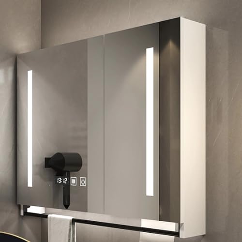 Smarter Medizinschrank mit LED-Spiegel, wandmontierter Badezimmer-Waschtisch, Ein-Klick-Entnebelung, rechteckiges Design mit Handtuchstange, Touch-Schalter für mehr Komfort Smarter Medizinschrank mit LED-Spiegel, wandmontierter Badezimmer-Waschtisch, Ein-Klick-Entnebelung, rechteckiges Design mit Handtuchstange, Touch-Schalter für mehr Komfort von Generisch