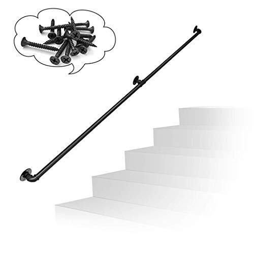 Treppengeländer aus schwarzem Eisen, 30–300 cm, komplettes Set für drinnen und draußen, 200 kg Tragkraft, 90 cm Höhe, Sicherheit und Stabilität, modernes Rohr-Design Treppengeländer aus schwarzem Eisen, 30–300 cm, komplettes Set für drinnen und draußen, 200 kg Tragkraft, 90 cm Höhe, Sicherheit und Stabilität, modernes Rohr-Design von Generisch