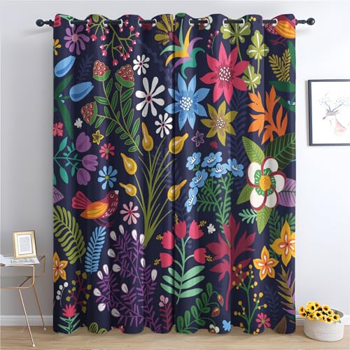 Vorhänge Wildblume - Bunt Floral Botanische Fenster Gardinen mit Ösen, Vorhang Blickdicht Verdunklungsvorhänge Thermovorhang für Wohnzimmer Schlafzimmer Deko 2er Set, H 200 x B 140 cm U-#183 Vorhänge Wildblume - Bunt Floral Botanische Fenster Gardinen mit Ösen, Vorhang Blickdicht Verdunklungsvorhänge Thermovorhang für Wohnzimmer Schlafzimmer Deko 2er Set, H 200 x B 140 cm U-#183 von Generisch