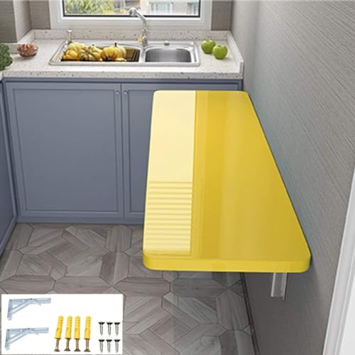 Wandmontierter Tisch, faltbares Design, glatter kleiner montierter Küchentisch, Computertisch, Schreibtisch, leicht zu reinigen (Farbe: Gelb, Größe: 120 x 40 cm) von Generisch