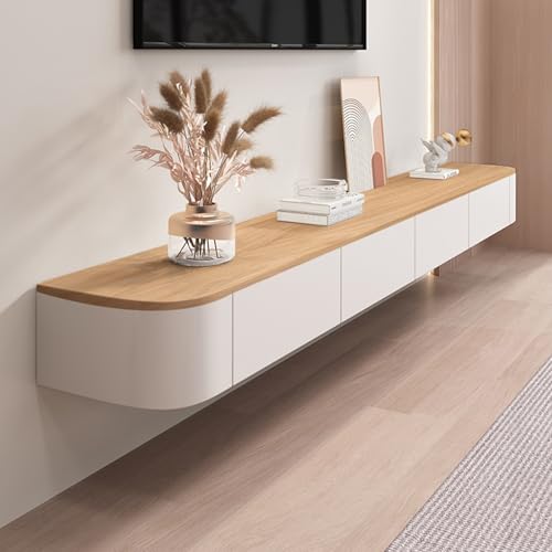 Wandmontierter schwimmender TV-Ständer mit Aufbewahrung, 70 Zoll Medienkonsole aus Holz, großer TV-Schrank mit Tür für Wohnzimmer, moderne TV-Regale, elegantes Design, platzsparende Lösung Wandmontierter schwimmender TV-Ständer mit Aufbewahrung, 70 Zoll Medienkonsole aus Holz, großer TV-Schrank mit Tür für Wohnzimmer, moderne TV-Regale, elegantes Design, platzsparende Lösung von Generisch