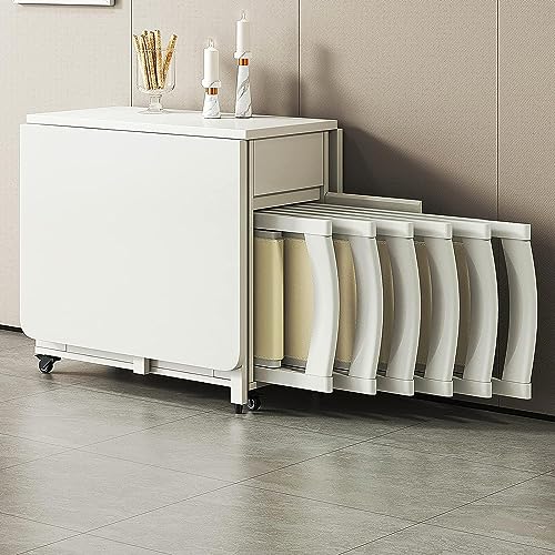 Zusammenklappbarer Esstisch-Set mit Aufbewahrungsschublade, 6 Stühle, platzsparend, ausziehbar, Küchentisch für Zuhause, Wohnzimmer, Restaurant Zusammenklappbarer Esstisch-Set mit Aufbewahrungsschublade, 6 Stühle, platzsparend, ausziehbar, Küchentisch für Zuhause, Wohnzimmer, Restaurant von Generisch