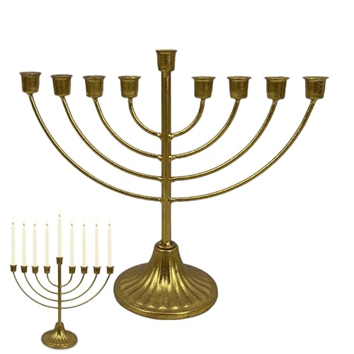 Elegante Kerze Menorah,Chanukka-Kerzenhalter - Anti-Fade-Retro-Kerzenhalter aus Gold mit sicherer und Stabiler Verbindung für Chanukka-Geschenke Genikeer von Genikeer