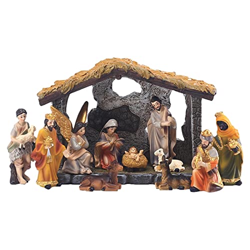 Genikeer Weihnachten Tisch Dekoration Krippe | Krippen Figuren Und Nativity Scene | 12 Teiliges Weihnachts krippenset Krippe Für Hof, Rasen, Kirche Decoration von Genikeer