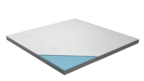 Genius Eazzzy Topper Deluxe 200x200x9cm H2 H3 - orthopädische Matratzentopper für Matratze & Boxspringbett aus Gelschaum | Matratzenauflage 200x200cm für Allergiker inkl. Bezug, Weiß von Genius