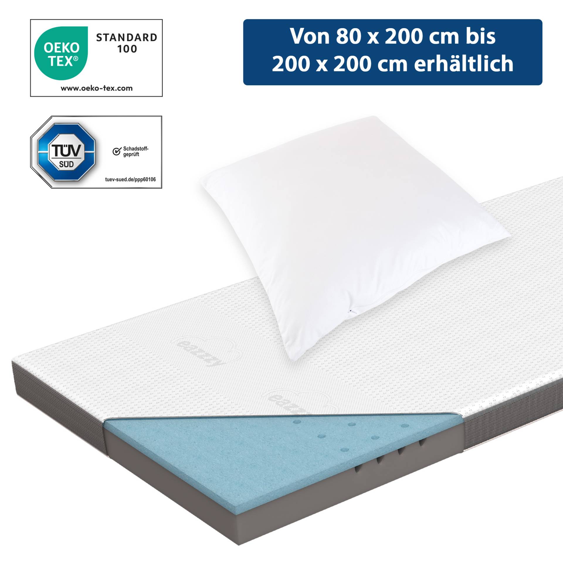 eazzzy Topper Deluxe | inkl. eazzzy Trend light Stützkissen 80x80cm | 100 x 200 x 9 cm eazzzy Topper Deluxe | inkl. eazzzy Trend light Stützkissen 80x80cm | 100 x 200 x 9 cm von Genius