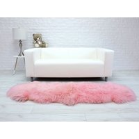 Echter Schaffell-Teppich, Echtes Schaffell, Weicher Lammfell-Teppich, Flächenteppich, Rosa Schaffell Teppich, Doppeltes von GenuineSheepskin