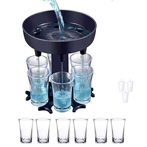 6 Schnapsglas-Spender, 6-Wege-Schnapsspender mit Gläsern zum Befüllen von Flüssigkeiten, Likör-Eisgetränkespender, Bar-Shot-Getränkespender für Partys, Einweihungsgeschenk (grau) von Geobom