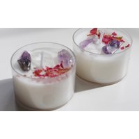 Amethyst & Bergkristall Gesplittert Edelstein Teelicht | Kristall Geschenk| Kristallkerze| Mini Kerzen Kristallkerze von GeodeCrystalz