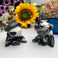 1Pc 2 "Natürliche Zebra Stein Kuh, Quarzkristall Kuh Geschnitzt, Kristall Heilen, Dekoration, Kristallskulptur, Mineralprobe, Kristallgeschenke von GeorgefBoutique