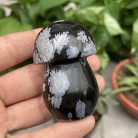 1Pc 2" Natürlicher Schneeflocken Obsidian Pilz, Kristall Heile, Wohndekoration, Mineral Exemplar, Kristall Skulptur, Kristall Geschenke von GeorgefBoutique