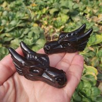 1Pc 2.3" Natürlicher Obsidian Drachenschädel, Bergkristall Geschnitzt, Kristall Heile Reiki, Wohndekoration, Kristall Skulptur, Mineral, Kristall von GeorgefBoutique