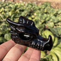 1Pc 3" Natürlicher Obsidian Drachenschädel, Bergkristall Geschnitzt, Kristall Heile Reiki, Wohndekoration, Kristall Skulptur, Mineral, Kristall von GeorgefBoutique