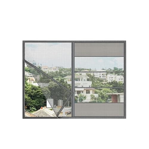 Eingelassenes Fenstergitter aus Lufttüll, verstellbar, for den Sommer, unsichtbar, Anti-Moskitonetz, Fiberglas, abnehmbar, waschbar (Color : 130cm x 130cm, Size : Black net Black edge) von BKKrit