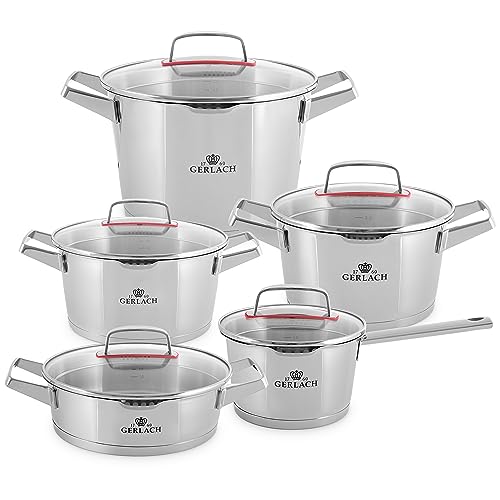 Gerlach Superior Topf-Set Edelstahl Kochtopf-Set Induktion Induktionstöpfe-Set Töpfe-Set Induktionsgeeignet Kochgeschirr 5 Stück von Gerlach