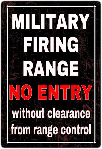 Geroclonup Metall-Blechschild "Military Firing Range", Warnschild für Zuhause, Bar, Café, Männerhöhle, Garage, Kneipe, Wanddekoration, 20 x 30 cm, Metallschild von Geroclonup