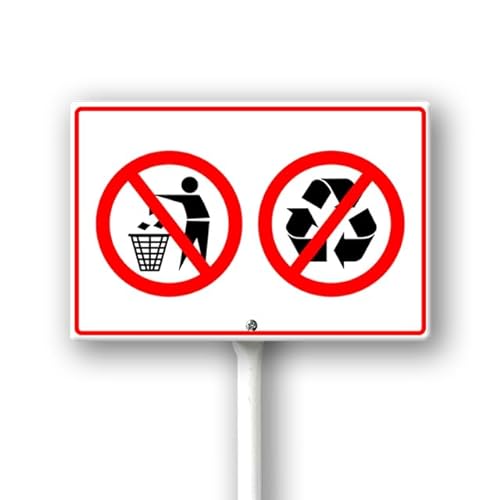 Geroclonup Schild mit Pfahl, 30,5 x 20,3 cm, Aluminium, Aufschrift "No Trashing Or Throwing Trash", Schilder für Privatgrundstück von Geroclonup