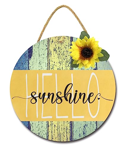 KMszsm Willkommensschild für Haustür, Hello Sunshine, Türschild, 30,5 cm, Bauernhaus-Sonnenblume, Sommerdekor, Willkommensschild, Sommer, Hängeschild für Zuhause, Wand, Haustür, Küche, Dekorationen von Geroclonup