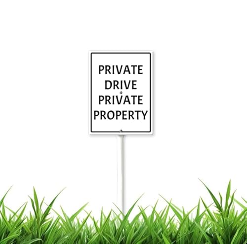 Private Drive Schild mit Pfählen aus Aluminium, 17,8 x 22,4 cm, 1 Stück von Geroclonup