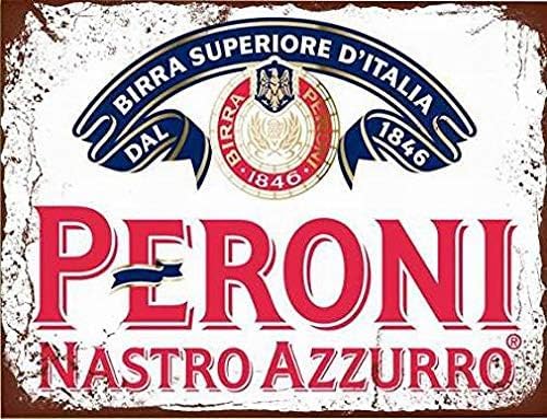 Vintage Metall-Blechschild Peroni Nastro Azzurro Lager Bier Wanddekoration Heimdekoration 20,3 x 30,5 cm von Geroclonup