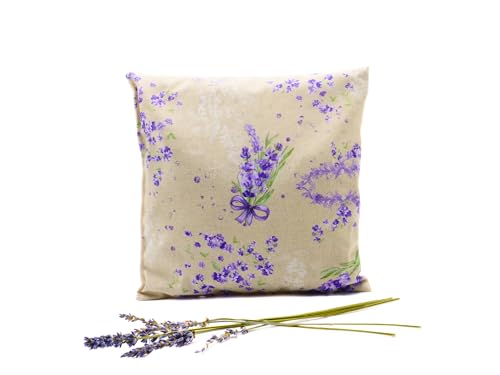 Lavendelkissen - Beige-Lila - Duftkissen - handgenäht mit 85g Lavendelblüten aus der Provence - Lavendel Kissen von Gerüche-Küche