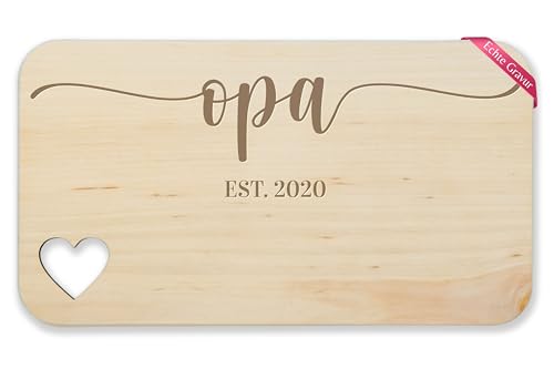 Frühstücksbrettchen Holz Herz - Geschenk für Opa est Du wirst Opi verkünden Werdender Großvater Weihnachten - 22,5x12,5 - Holz - gravur opas grandad großväter geschenke geburtstag von Geschenk mit Namen personalisiert by Shirtracer