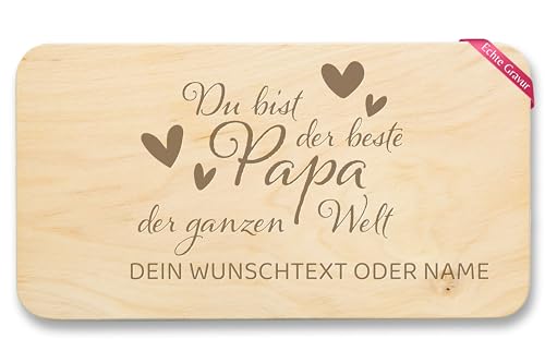 Frühstücksbrettchen Holz - Du bist der beste Papa der Welt Geschenk mit Namen Weihnachten Geschenke Väter - 22x12 - Holz - vatertagsgeschenk brettchen vatertag brett papas bester vater von Geschenk mit Namen personalisiert by Shirtracer