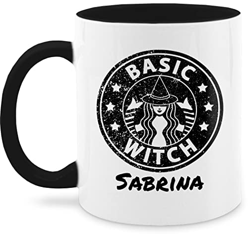 Tasse Tassen 325ml - Halloween - Coffee Witch Basic - Sterntaler Kaffee Hexe mit Wunschname - 325 ml - Schwarz - nur noch eine pflanze hexen witcher cup häferl teetasse mug haferl personalisierte von Geschenk mit Namen personalisiert by Shirtracer