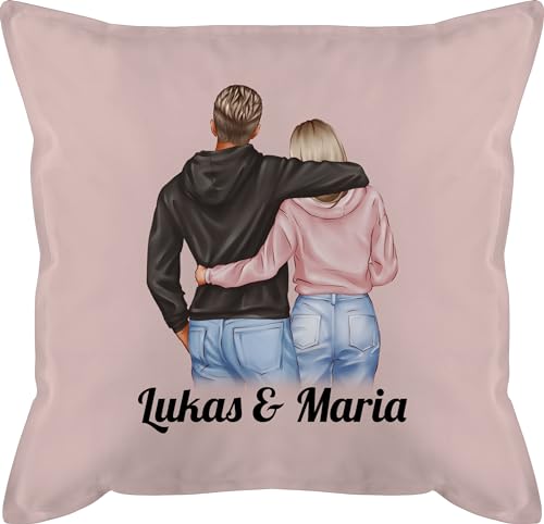 Kissen 50x50 - Freundin - Pärchen Geschenk Valentinstag - personalisiert Pärchen - Valentinstag - Weihnachten - 50 x 50 cm - Hellrosa Freundinnen Geschenke Look Beste Motiv von Geschenk mit Namen personalisiert by Shirtracer