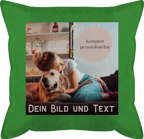 Kissen 50x50 - eigenem - Foto Bild Geschenk - 50 x 50 cm - Grün - zum selber Machen Bedrucken Bilder drucker namens eigenen bildern Custom eigener Druck fotogeschenk Bedruckt drucken Lassen Text von Geschenk mit Namen personalisiert by Shirtracer