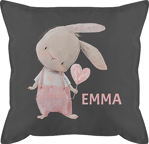 Kissen 50x50 - Mädchen Hase Rabbit Häschen Langohr Süße Hasen - 50 x 50 cm - Grau - Name Osterhase für hasenliebhaber hasenmotiv Ostern personalisierte Geschenke Motiv einem personalisierter von Geschenk mit Namen personalisiert by Shirtracer