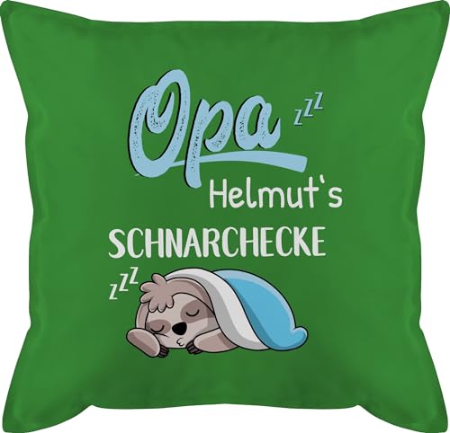 Kissen 50x50 - Opas Schnarchecke Faultier - Geschenk Opa Geschenkidee Opi Weihnachten Geburtstag - 50 x 50 cm - Grün - kissenbezüge für Schnarchen Geschenke schnarcher bezug Name schnarch von Geschenk mit Namen personalisiert by Shirtracer