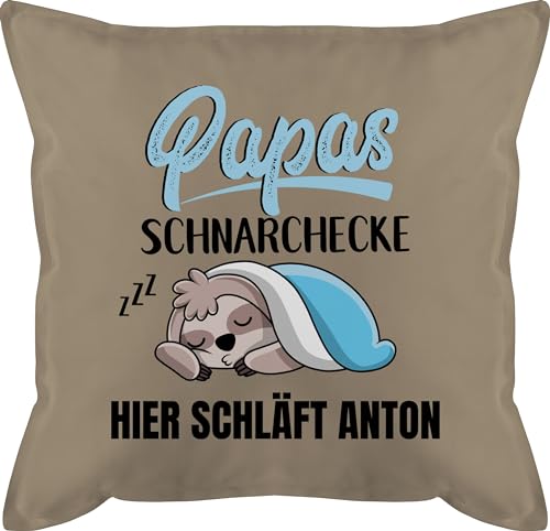 Kissen 50x50 - Papas Schnarchecke - Geschenk Papa Weihnachten Geburtstag Vatertag Geschenkidee - 50 x 50 cm - Beige - für schnarcher Geschenke kissenhülle Schnarchen zierkissen schnarch von Geschenk mit Namen personalisiert by Shirtracer