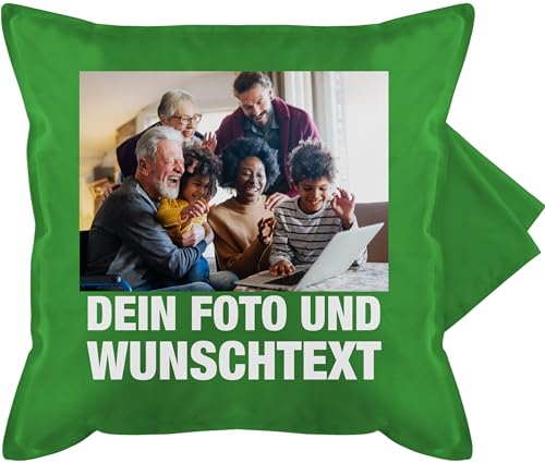 Kissenbezug - Mit Bild eigenem Foto Name Text Wunschtext - 50 x 50 cm - Grün - fotokissen+selbst+gestalten selbst gestalten Kissen Bedrucken Lassen selber Machen Baumwolle eigenen Druck bildern von Geschenk mit Namen personalisiert by Shirtracer