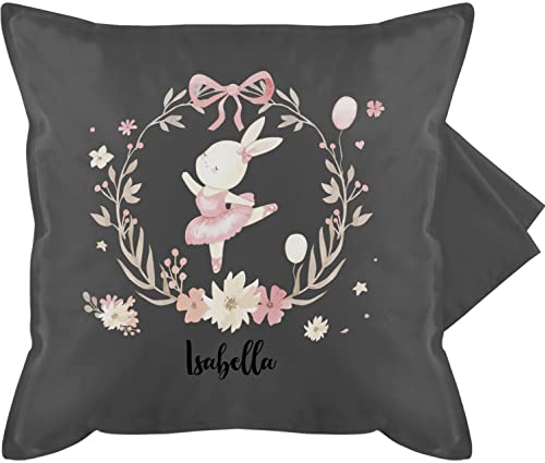 Kissenbezug - Kinder Kissen - Süßer Hase Hasen Hasenmotiv Rabbit - 50 x 50 cm - Grau - kissenhülle Kind Name Weihnachten personalisierte mädchen kopfkissen für Blumenkranz von Geschenk mit Namen personalisiert by Shirtracer