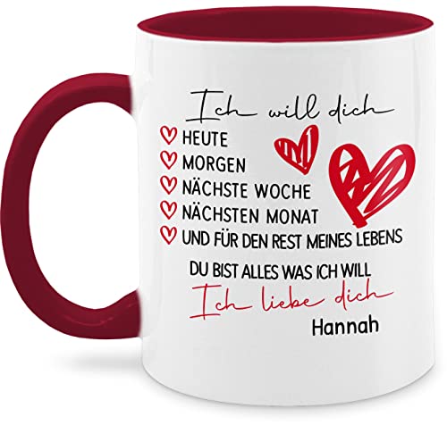 Tasse Tassen 325ml - Valentinstag Partner Freund & Freundin - Ich liebe Dich Geschenk - 325 ml - Bordeauxrot - groß für paare personalisierte pärchen geschenke valentinstags weihnachten von Geschenk mit Namen personalisiert by Shirtracer