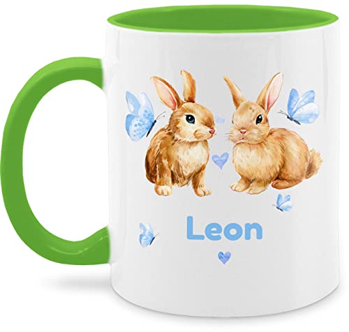 Tasse Tassen 325ml - Ostergeschenke - Süße Hasen Jungen - Osterhasen Geschenk - 325 ml - Hellgrün - oster osterhase zu ostern personalisierte ostegeschenk hase easter osterngeschenke gifts von Geschenk mit Namen personalisiert by Shirtracer