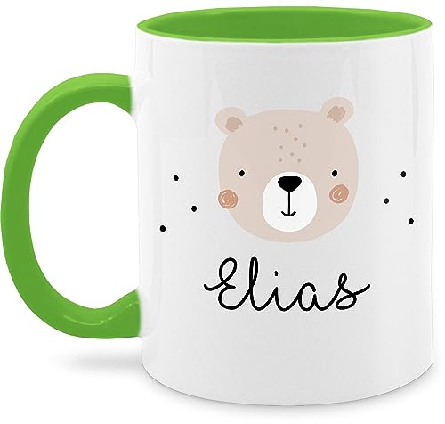 Tasse Tassen 325ml - Süßer Heller Bär Bärenmotiv Bären Bear - 325 ml - Hellgrün - name bären-tasse bärchen teddy und geschenke personalisierte kind von Geschenk mit Namen personalisiert by Shirtracer