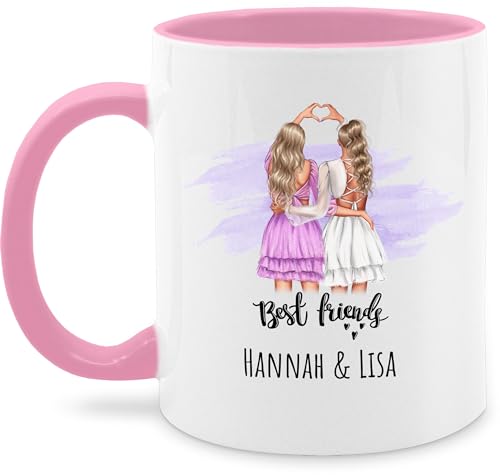 Tasse Tassen 325ml - Best Friends Geschenke Freundinnen Name Weihnachten Beste Freundin Geschenk - 325 ml - Rosa - für frauen 2 gute personalisierte eine lustig persönliche seine von Geschenk mit Namen personalisiert by Shirtracer